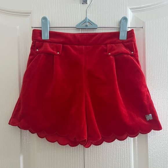 GIRL'S CARREMENT BEAU RED VELOUR SHORTS size 8 - Picture 1 of 7